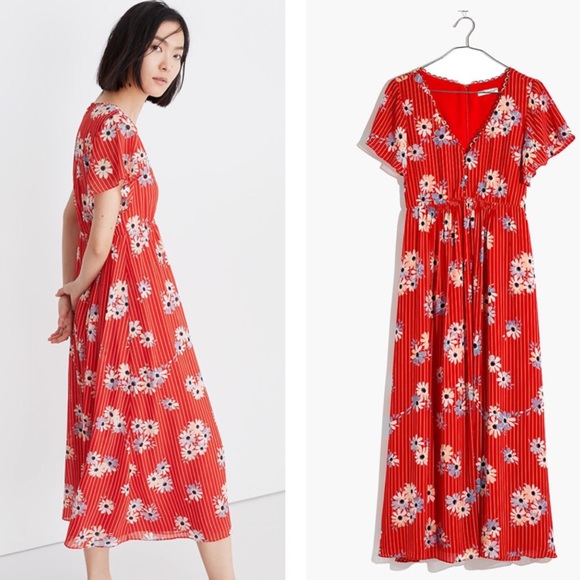 NWT | Madewell | Scalloped Flutter Midi Dress - Picture 2 of 7